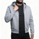 Men's Gray Zip-Up Hoodie, Casual with Drawstrings