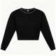 Women's Black Cropped Crew Neck Sweatshirt - Trendy Casual Pullover