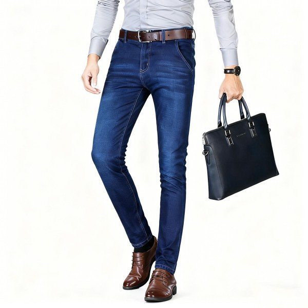 Men's Slim-Fit Dark Blue Denim Jeans