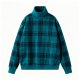 Men's Teal Plaid Turtleneck Sweatshirt - Warm Casual Pullover